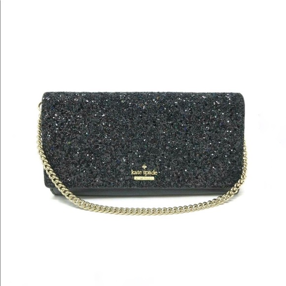 Kate Spade Black Milou Laurel Way Glitter Wristlet - Picture 2 of 7